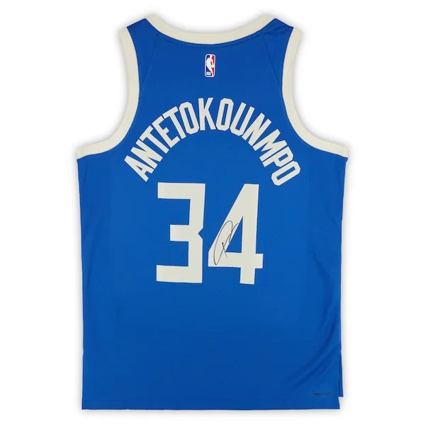 Giannis Antetokounmpo Signed Milwaukee Bucks Blue City Edition Jersey | 2024-25
