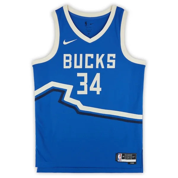 Giannis Antetokounmpo Signed Milwaukee Bucks Blue City Edition Jersey | 2024-25