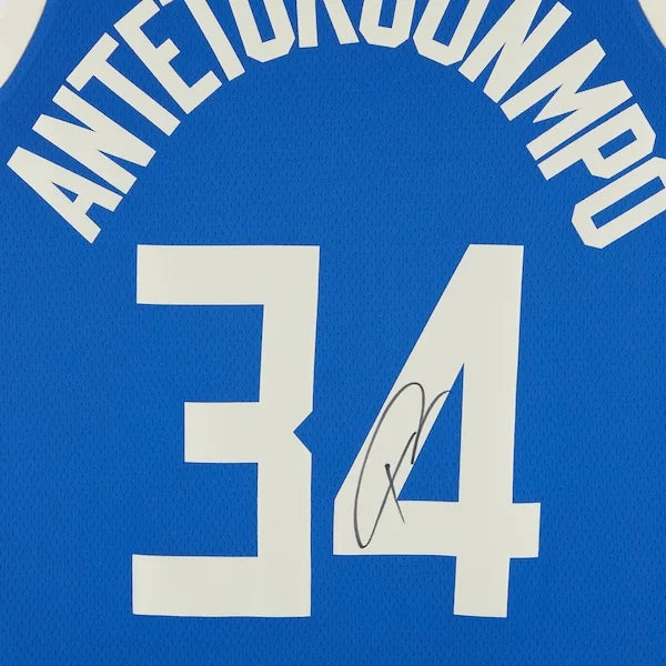 Giannis Antetokounmpo Signed Milwaukee Bucks Blue City Edition Jersey | 2024-25