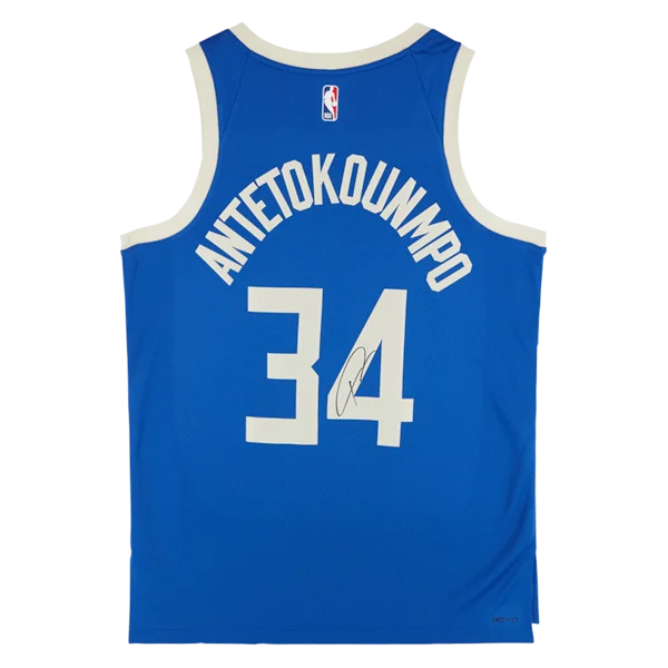 Giannis Antetokounmpo Signed Milwaukee Bucks Blue City Edition Jersey | 2024-25