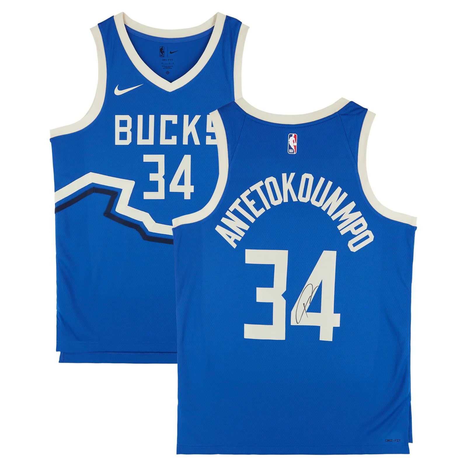 Giannis Antetokounmpo Signed Milwaukee Bucks Blue City Edition Jersey | 2024-25