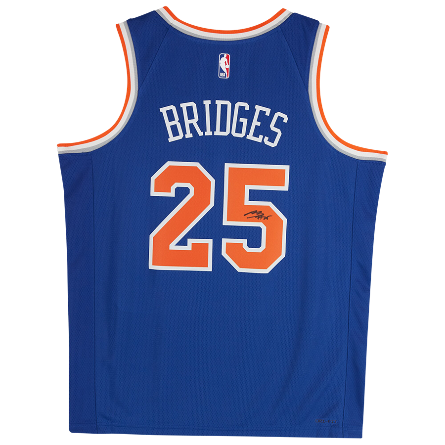 Mikal Bridges New York Knicks Autographed Fanatics Authentic Nike Blue Icon Edition Swingman Jersey