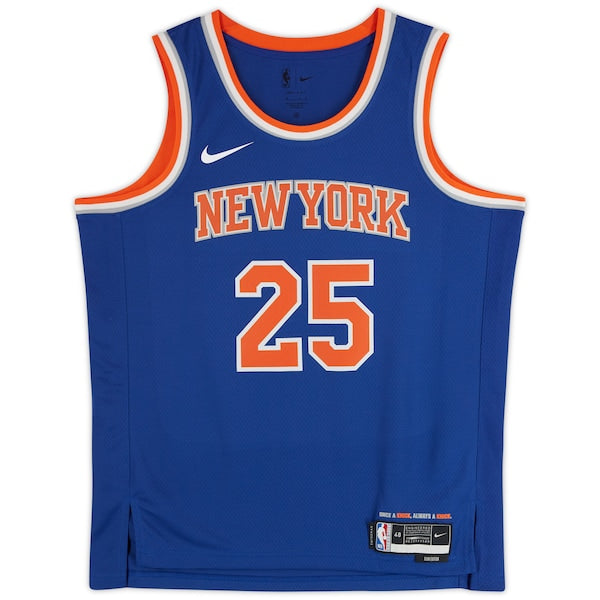Mikal Bridges New York Knicks Autographed Fanatics Authentic Nike Blue Icon Edition Swingman Jersey