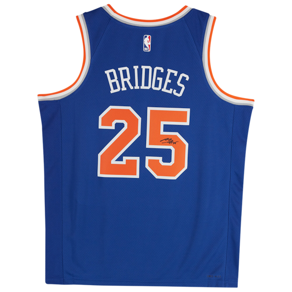 Mikal Bridges New York Knicks Autographed Fanatics Authentic Nike Blue Icon Edition Swingman Jersey