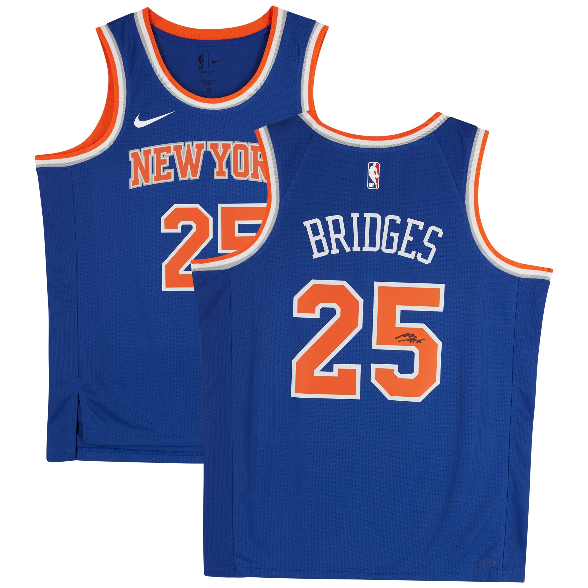 Mikal Bridges New York Knicks Autographed Fanatics Authentic Nike Blue Icon Edition Swingman Jersey