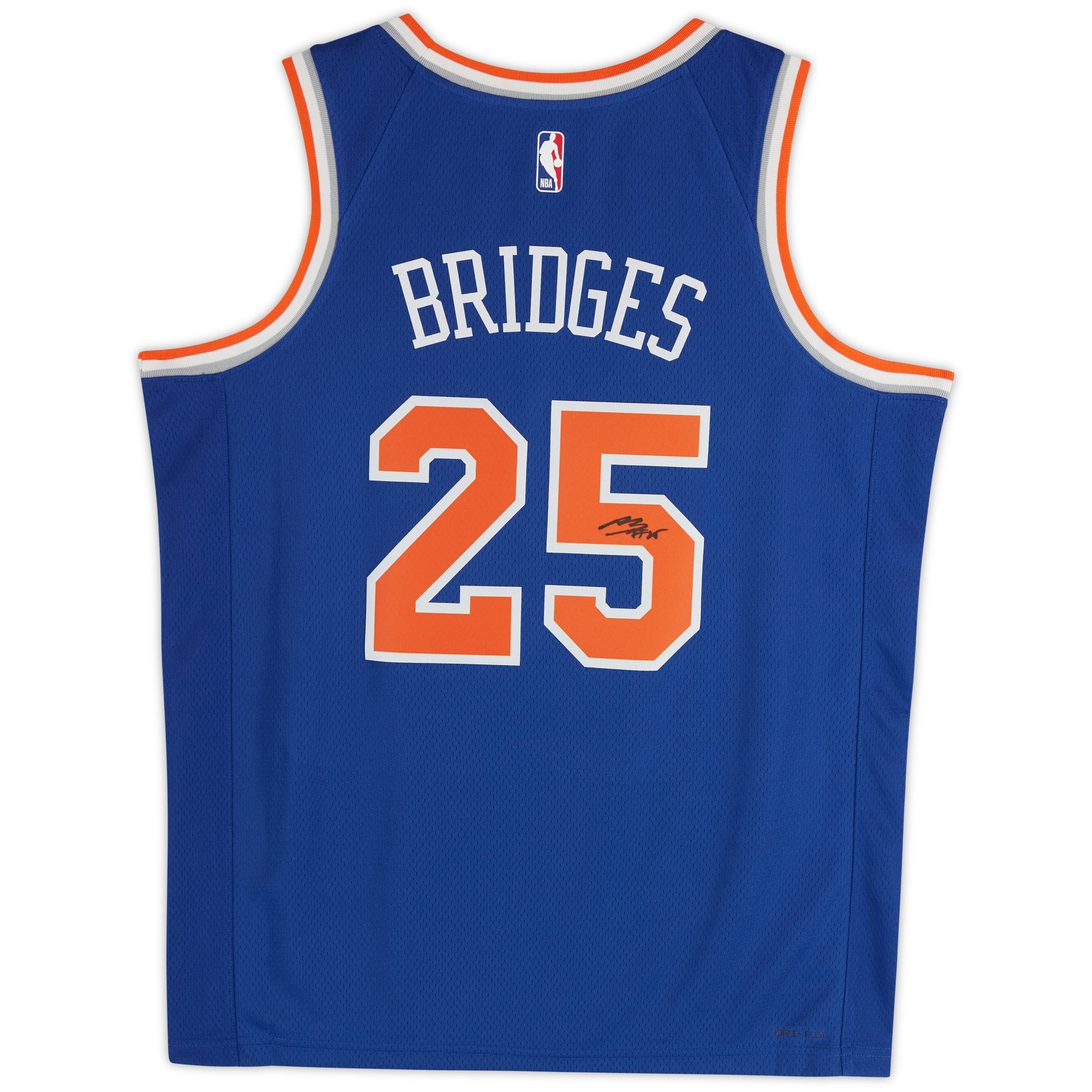 Mikal Bridges New York Knicks Autographed Fanatics Authentic Nike Blue Icon Edition Swingman Jersey