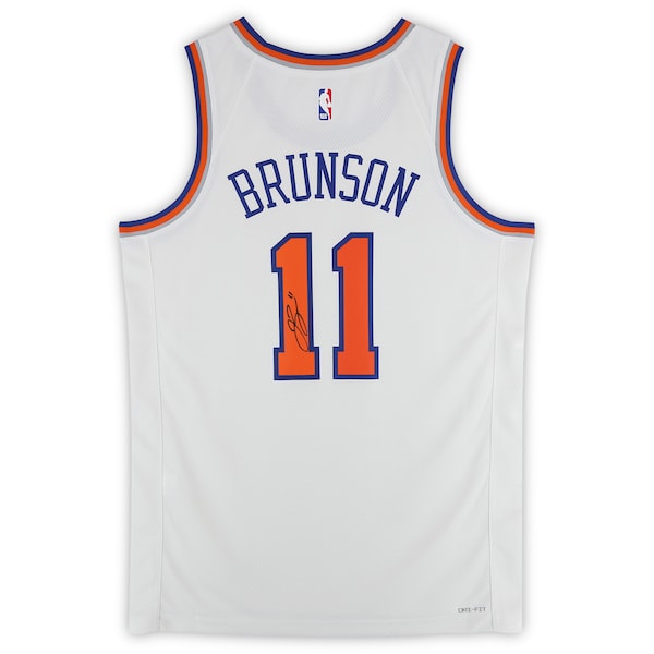 Jalen Brunson New York Knicks Autographed Fanatics Authentic White Nike Association Edition Swingman Jersey