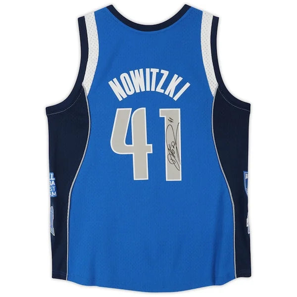 Dirk Nowitzki Signed Dallas Mavericks Royal Blue Mitchell & Ness Jersey | Hall of Fame