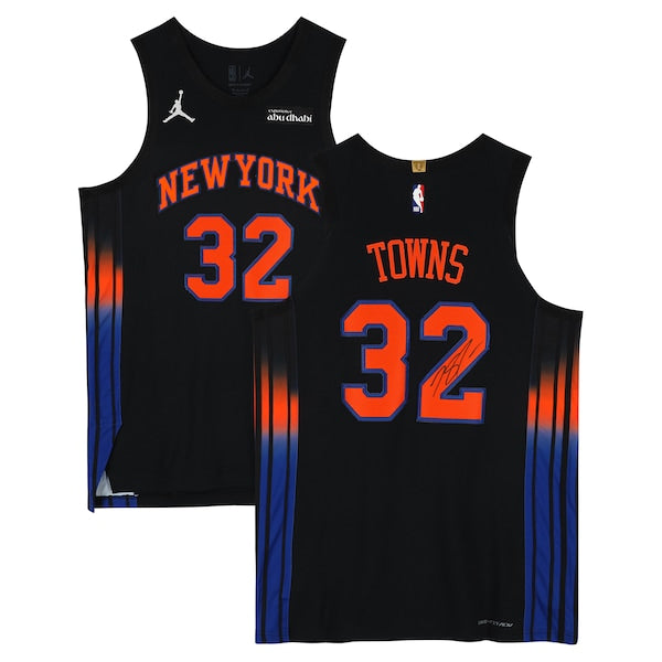 Karl-Anthony Towns New York Knicks Autographed Fanatics Authentic Black Jordan Brand 2025-26 Statement Edition Authentic Jersey