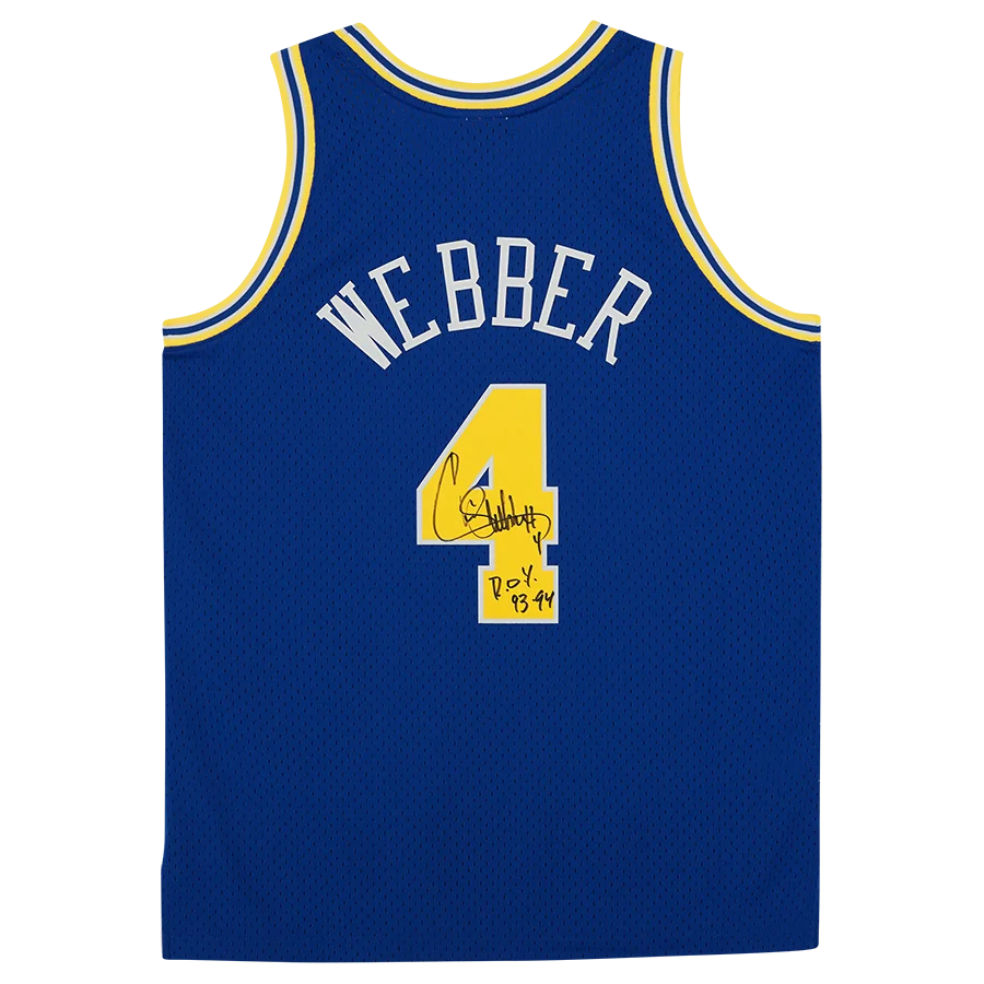 Chris Webber Signed Warriors 1993-94 Jersey | ROY Inscription