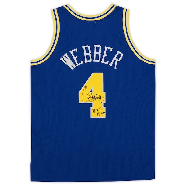Chris Webber Signed Warriors 1993-94 Jersey | ROY Inscription