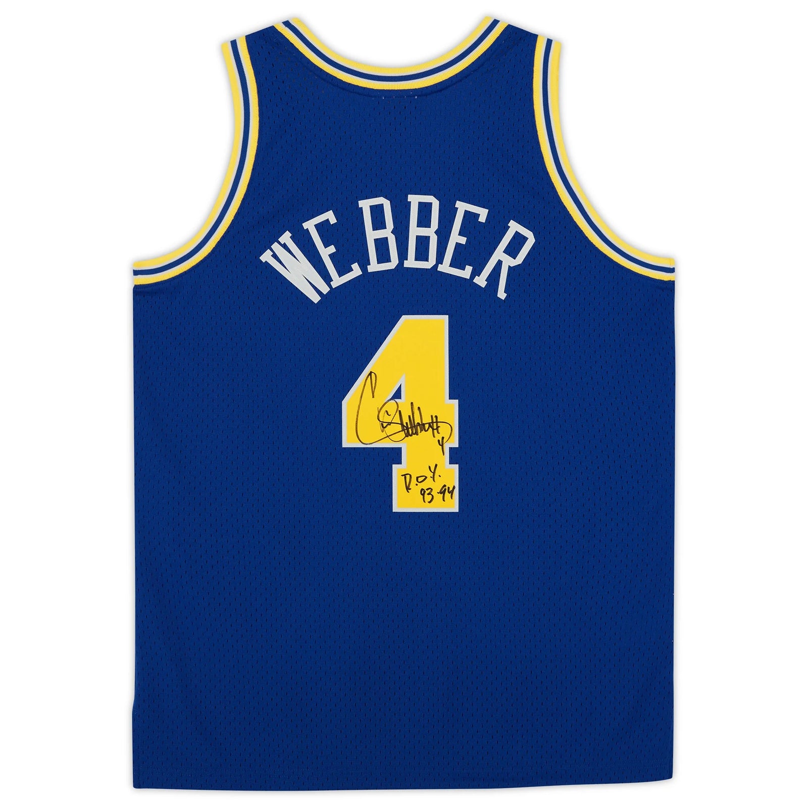 Chris Webber Signed Warriors 1993-94 Jersey | ROY Inscription