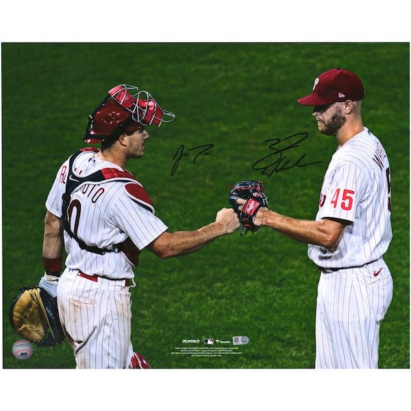 J.T. Realmuto & Zack Wheeler Philadelphia Phillies Fanatics Authentic Autographed 16" x 20" Fist Bump Photograph - The Ballers Bank