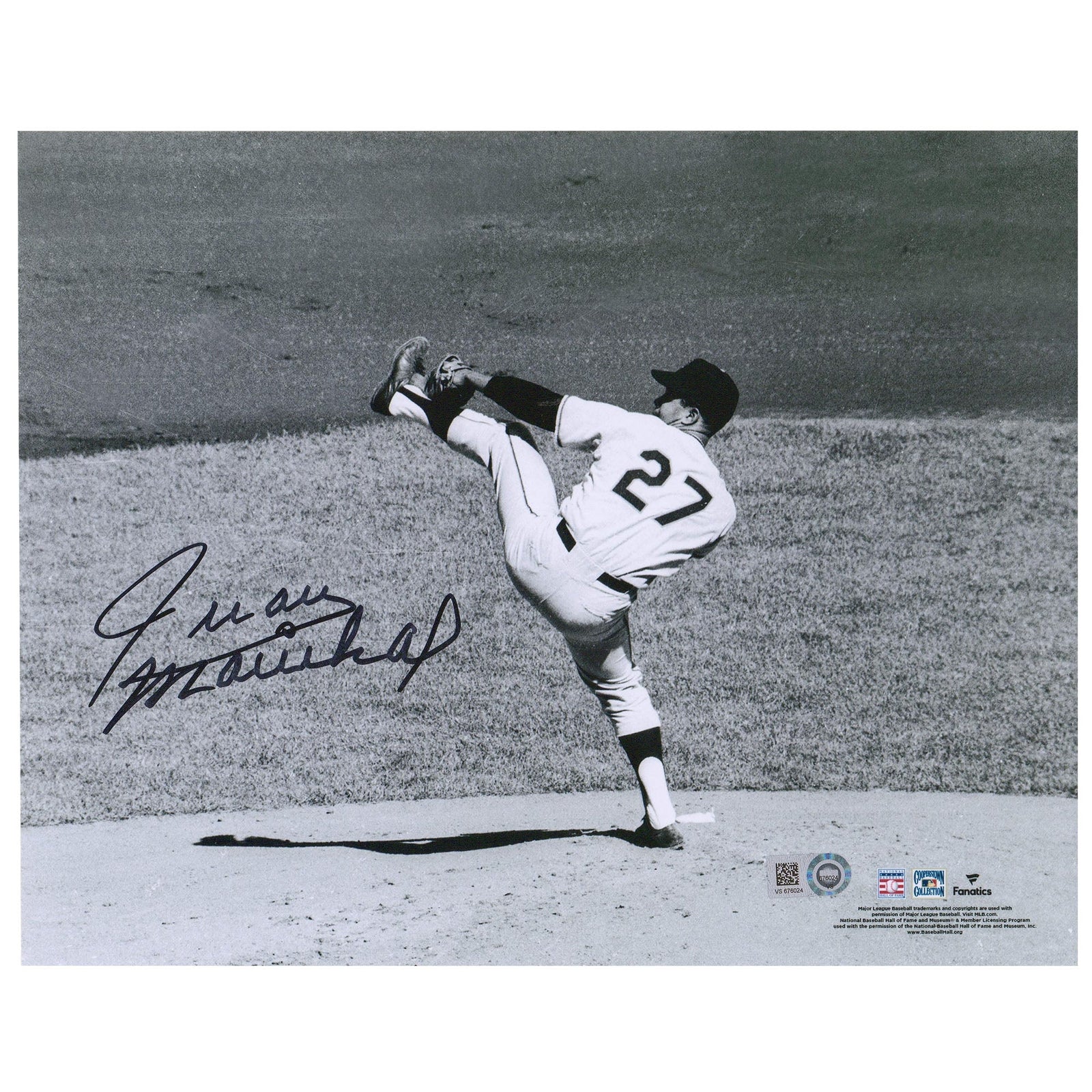Juan Marichal San Francisco Giants Fanatics Authentic Autographed 8" x 10" Black & White Pitching Photograph - The Ballers Bank