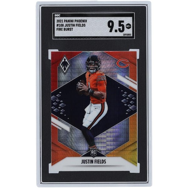 Justin Fields Chicago Bears 2021 Panini Phoenix Fire Burst 108 SGC Authenticated 9.5 Rookie Card - The Ballers Bank