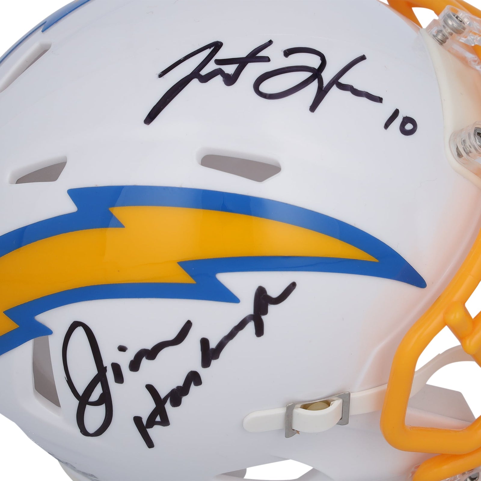 Justin Herbert & Jim Harbaugh Los Angeles Chargers Autographed Fanatics Authentic Riddell Speed Mini Helmet - The Ballers Bank