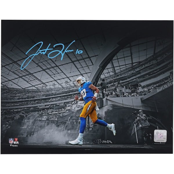 Justin Herbert Los Angeles Chargers Autographed Fanatics Authentic 11" x 14" Tunnel Entrance Spotlight Photograph - The Ballers Bank