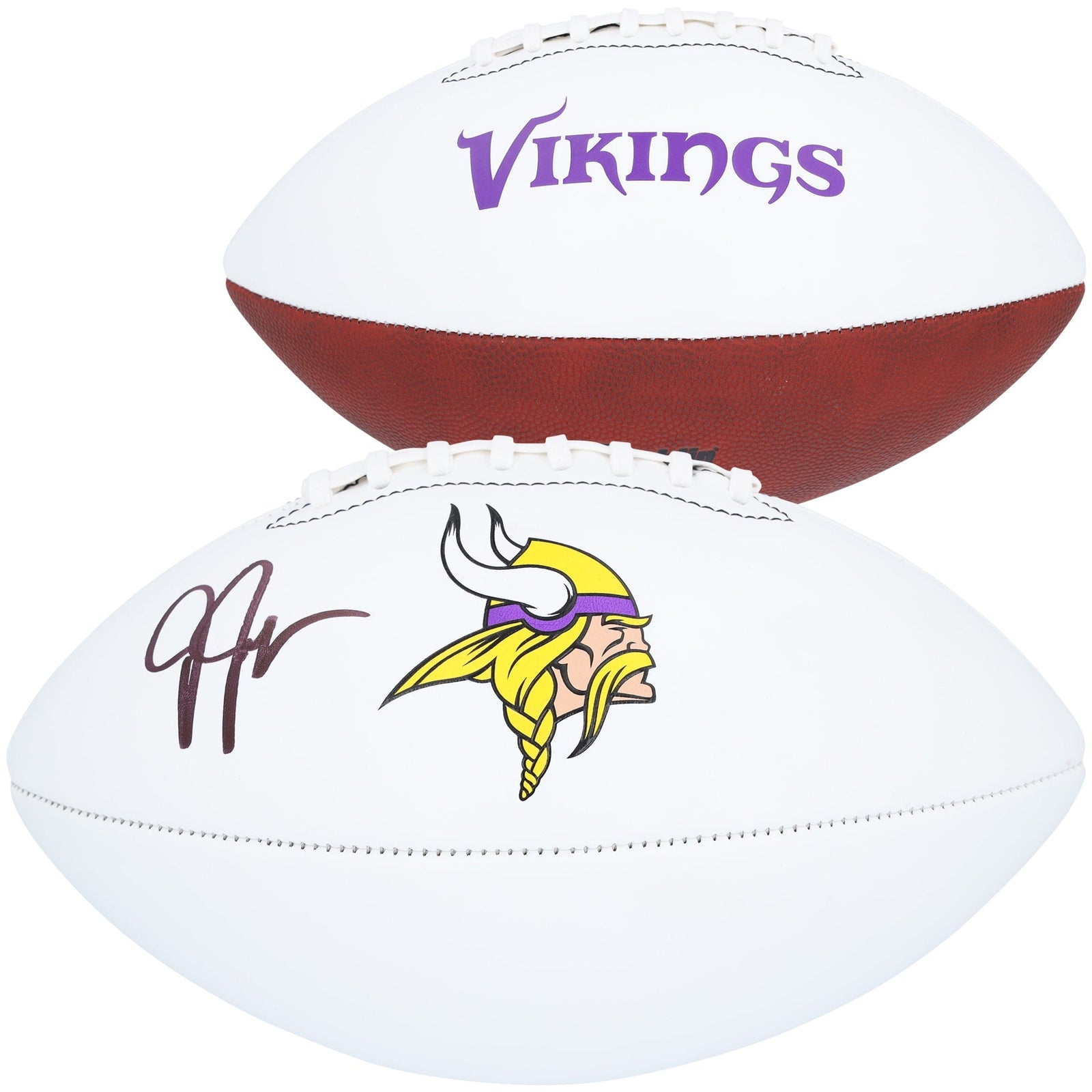 Justin Jefferson Minnesota Vikings Autographed Fanatics Authentic Franklin White Panel Football - The Ballers Bank