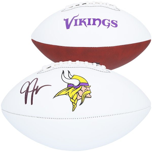 Justin Jefferson Minnesota Vikings Autographed Fanatics Authentic Franklin White Panel Football - The Ballers Bank