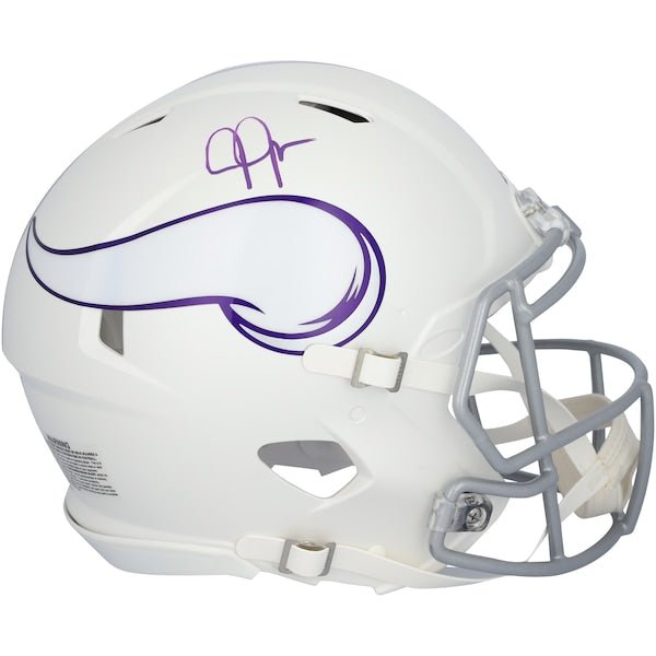 Justin Jefferson Minnesota Vikings Autographed Fanatics Authentic Riddell 2024 Alternate Speed Authentic Helmet - The Ballers Bank