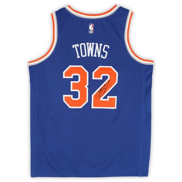 Karl - Anthony Towns New York Knicks Autographed Fanatics Authentic Nike Blue Icon Edition Swingman Jersey - The Ballers Bank