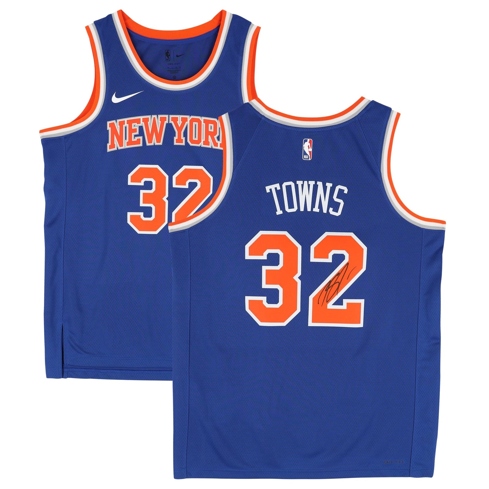 Karl - Anthony Towns New York Knicks Autographed Fanatics Authentic Nike Blue Icon Edition Swingman Jersey - The Ballers Bank