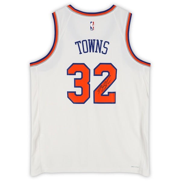Karl - Anthony Towns New York Knicks Autographed Fanatics Authentic White Nike 2022 - 23 Association Edition Swingman Jersey - The Ballers Bank