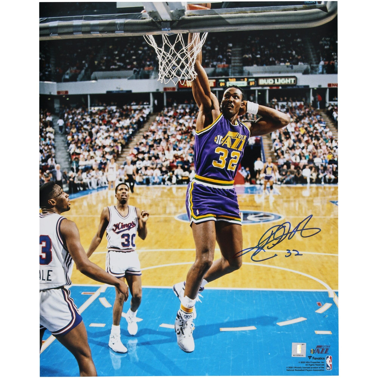 Karl Malone Utah Jazz Autographed Fanatics Authentic 16" x 20" Signature Dunk vs Sacramento Kings Photograph - The Ballers Bank