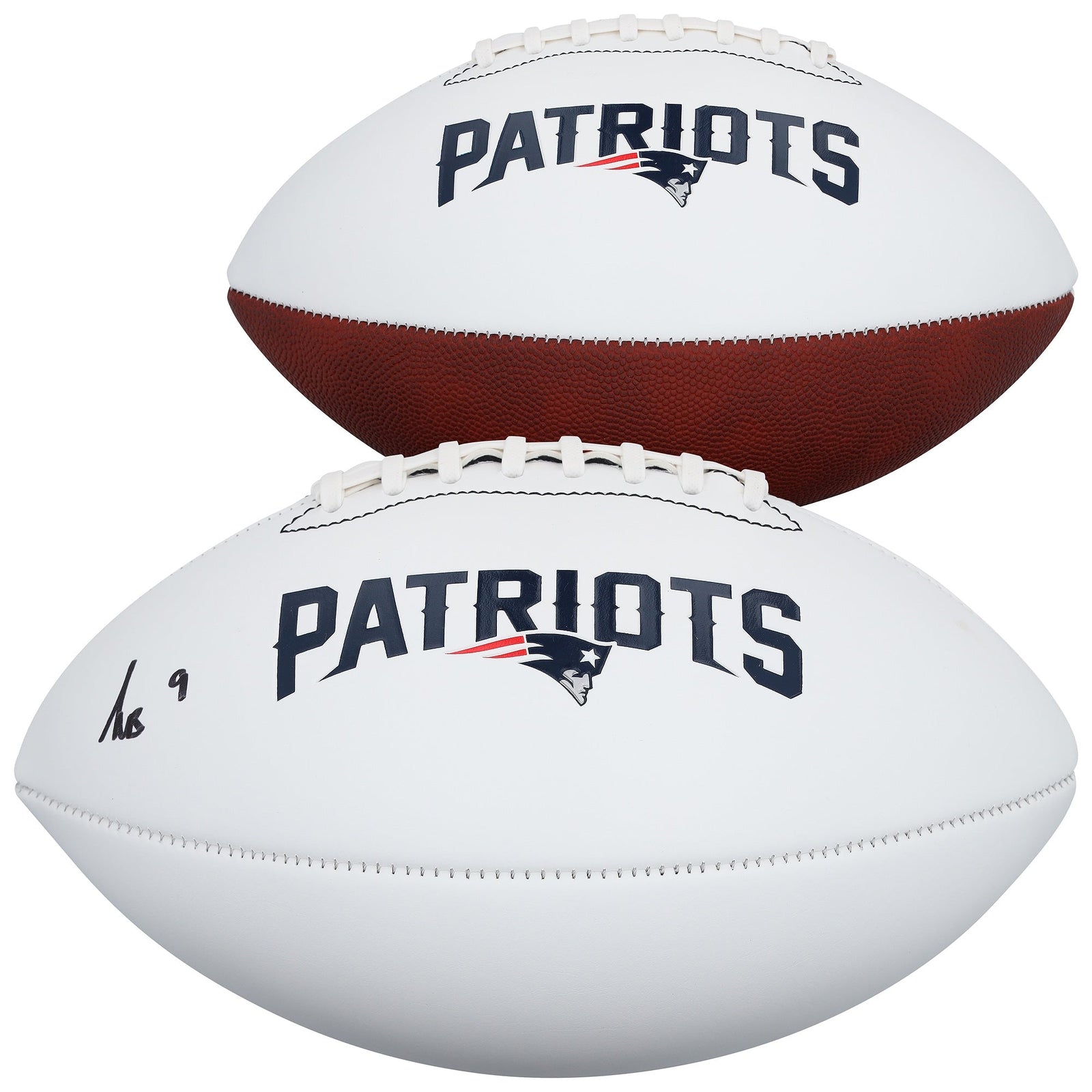 Kayshon Boutte New England Patriots Autographed Fanatics Authentic Franklin White Panel Football - The Ballers Bank