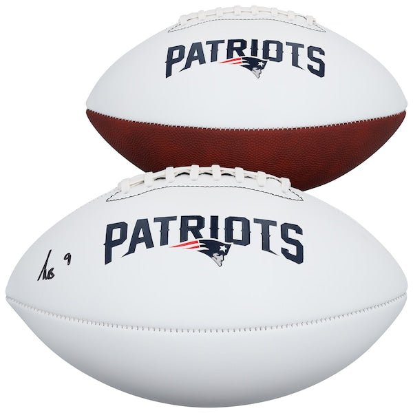 Kayshon Boutte New England Patriots Autographed Fanatics Authentic Franklin White Panel Football - The Ballers Bank