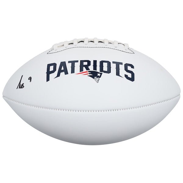 Kayshon Boutte New England Patriots Autographed Fanatics Authentic Franklin White Panel Football - The Ballers Bank