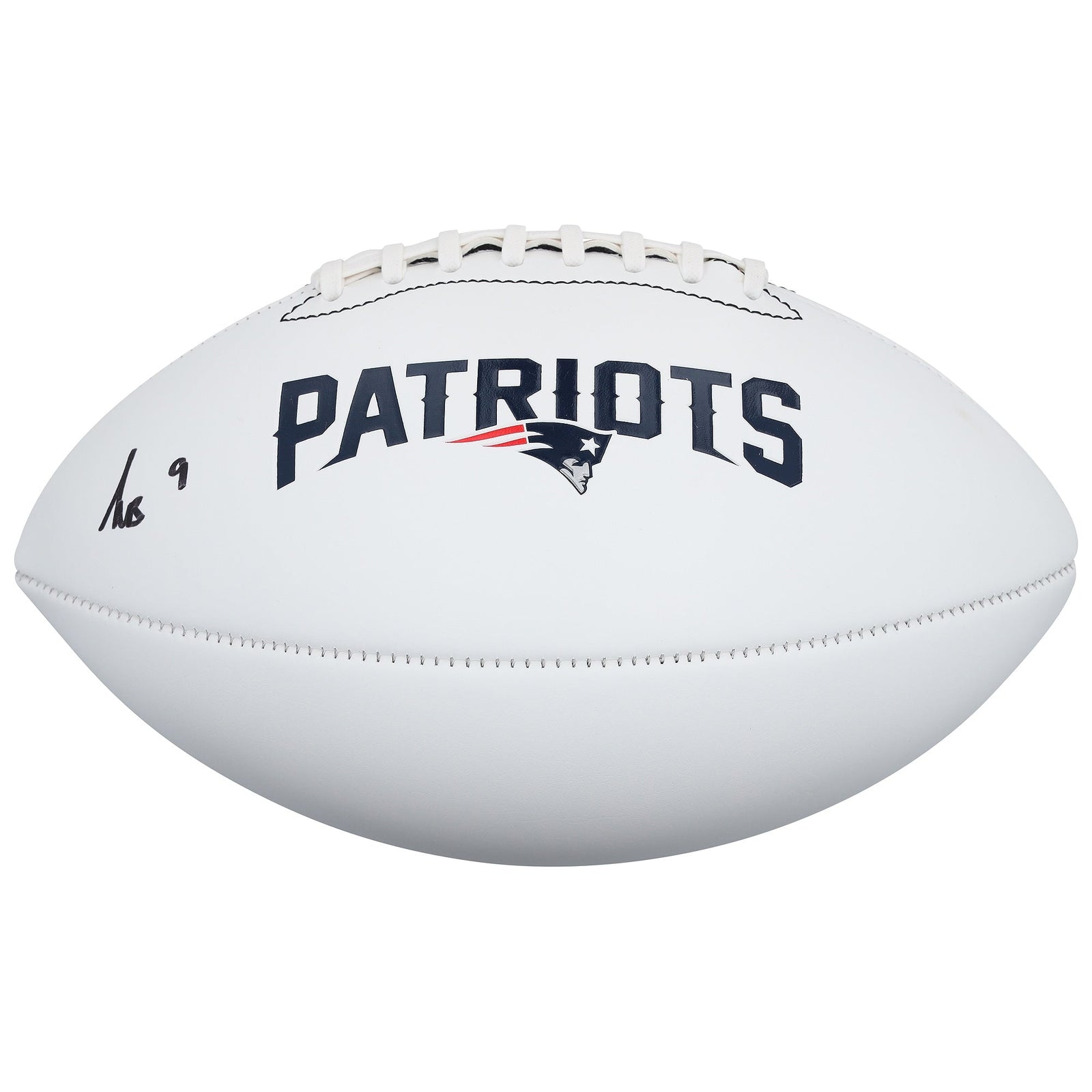 Kayshon Boutte New England Patriots Autographed Fanatics Authentic Franklin White Panel Football - The Ballers Bank