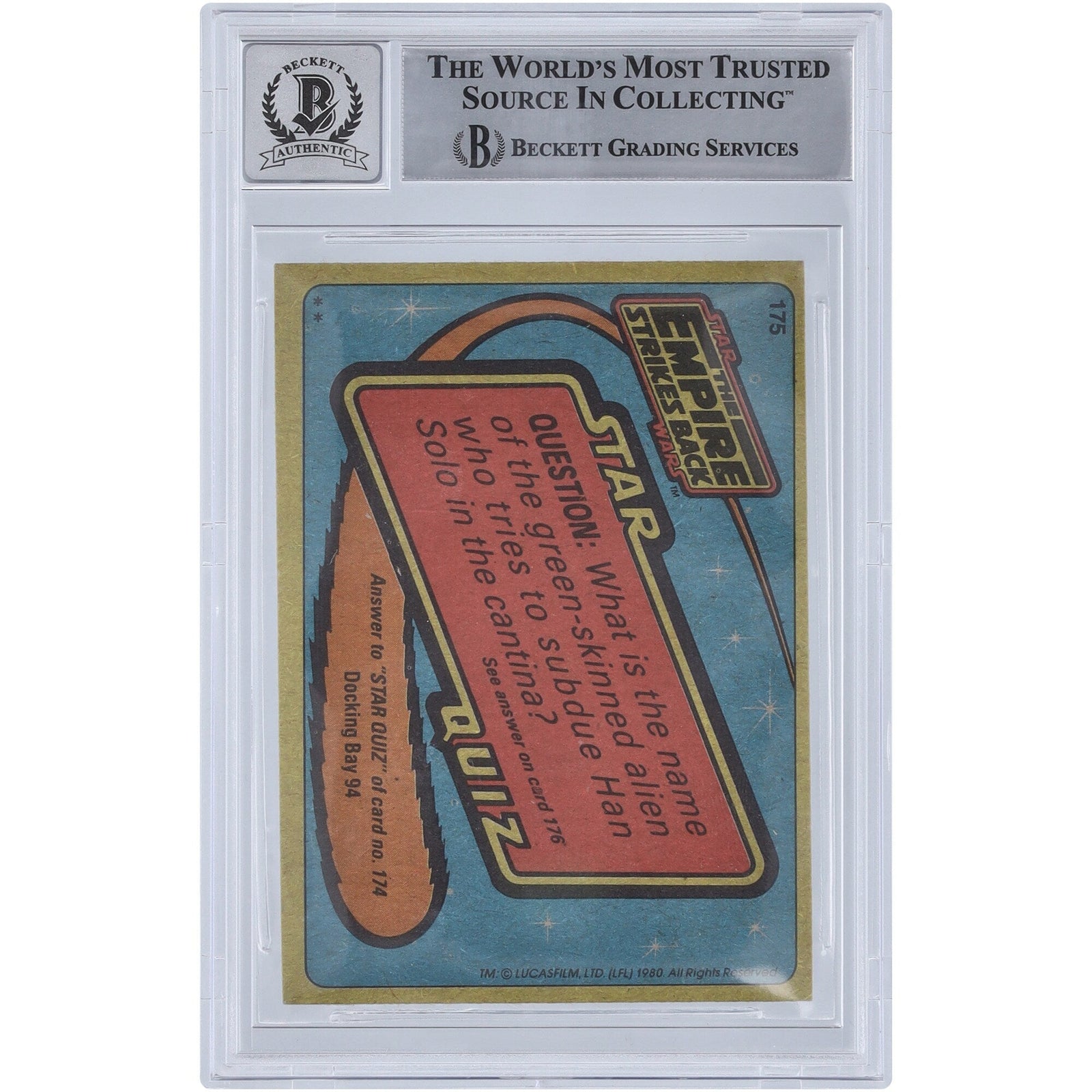 Kenny Baker Star Wars Autographed 1980 Topps The Empire Strikes Back 175 BGS Authenticated 10 Card - The Ballers Bank