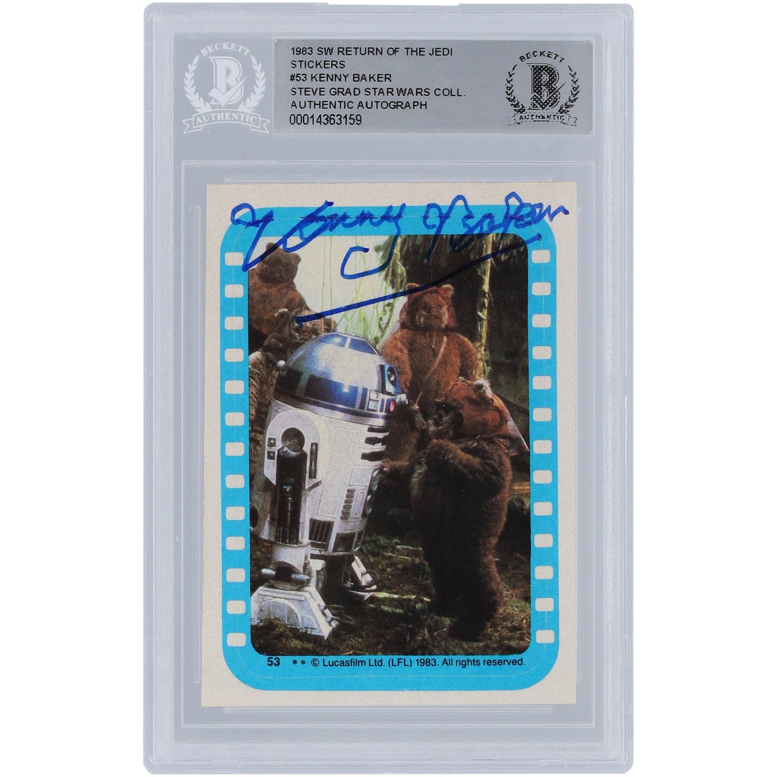 Kenny Baker Star Wars Autographed 1983 Topps Return of the Jedi Sticker 53 BGS Authenticated Card - The Ballers Bank