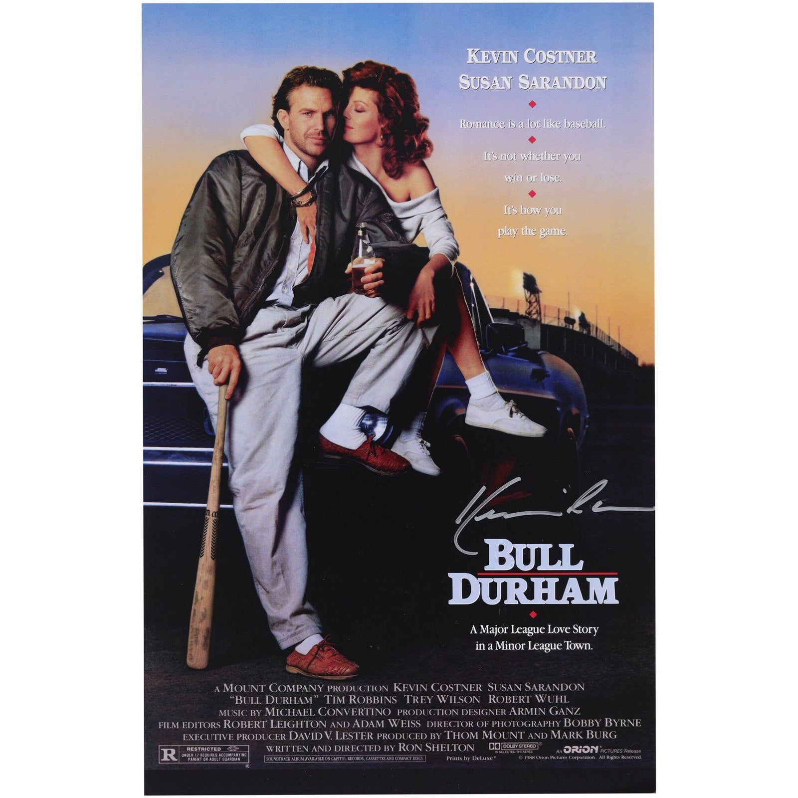 Kevin Costner Bull Durham Autographed Fanatics Authentic 11" x 17" Movie Poster - The Ballers Bank