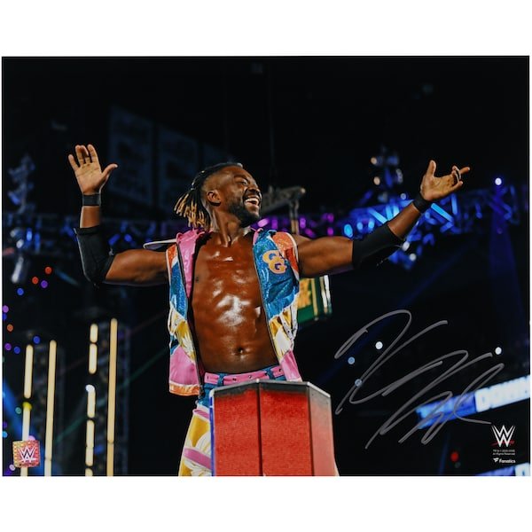 Kofi Kingston WWE Autographed Fanatics Authentic 16" x 20" Standing On Ropes Photograph - The Ballers Bank