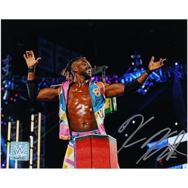 Kofi Kingston WWE Autographed Fanatics Authentic 8" x 10" Standing On Ropes Photograph - The Ballers Bank