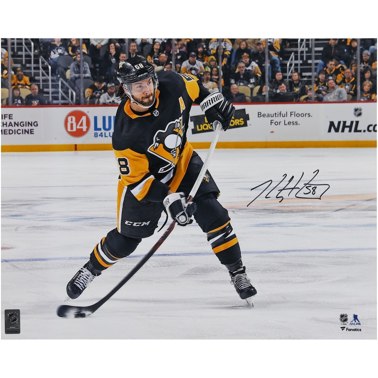 Kris Letang Pittsburgh Penguins Autographed Fanatics Authentic 16" x 20" Black Jersey Shooting Photograph - The Ballers Bank