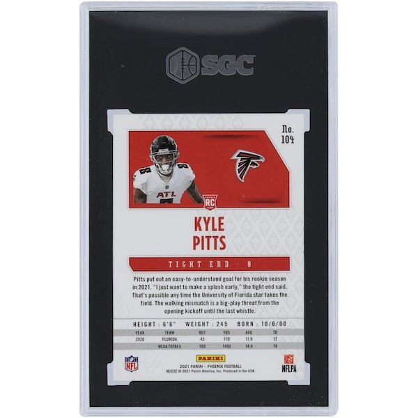 Kyle Pitts Atlanta Falcons 2021 Panini Phoenix Fire Burst 104 SGC Authenticated 9 Rookie Card - The Ballers Bank
