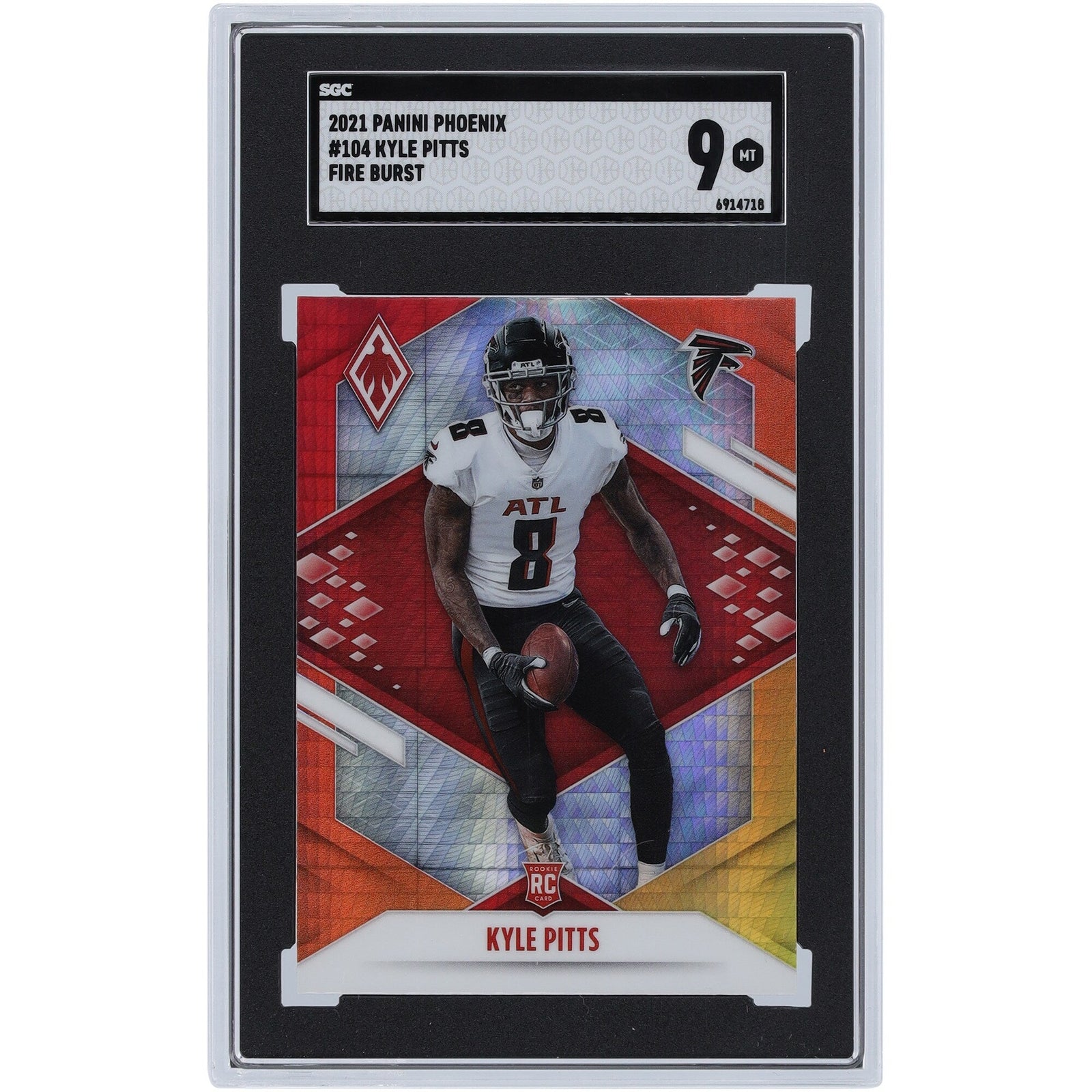 Kyle Pitts Atlanta Falcons 2021 Panini Phoenix Fire Burst 104 SGC Authenticated 9 Rookie Card - The Ballers Bank