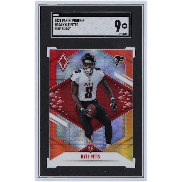 Kyle Pitts Atlanta Falcons 2021 Panini Phoenix Fire Burst 104 SGC Authenticated 9 Rookie Card - The Ballers Bank