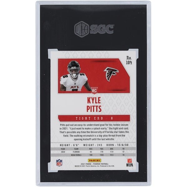 Kyle Pitts Atlanta Falcons 2021 Panini Phoenix Fire Burst 104 SGC Authenticated 9.5 Rookie Card - The Ballers Bank