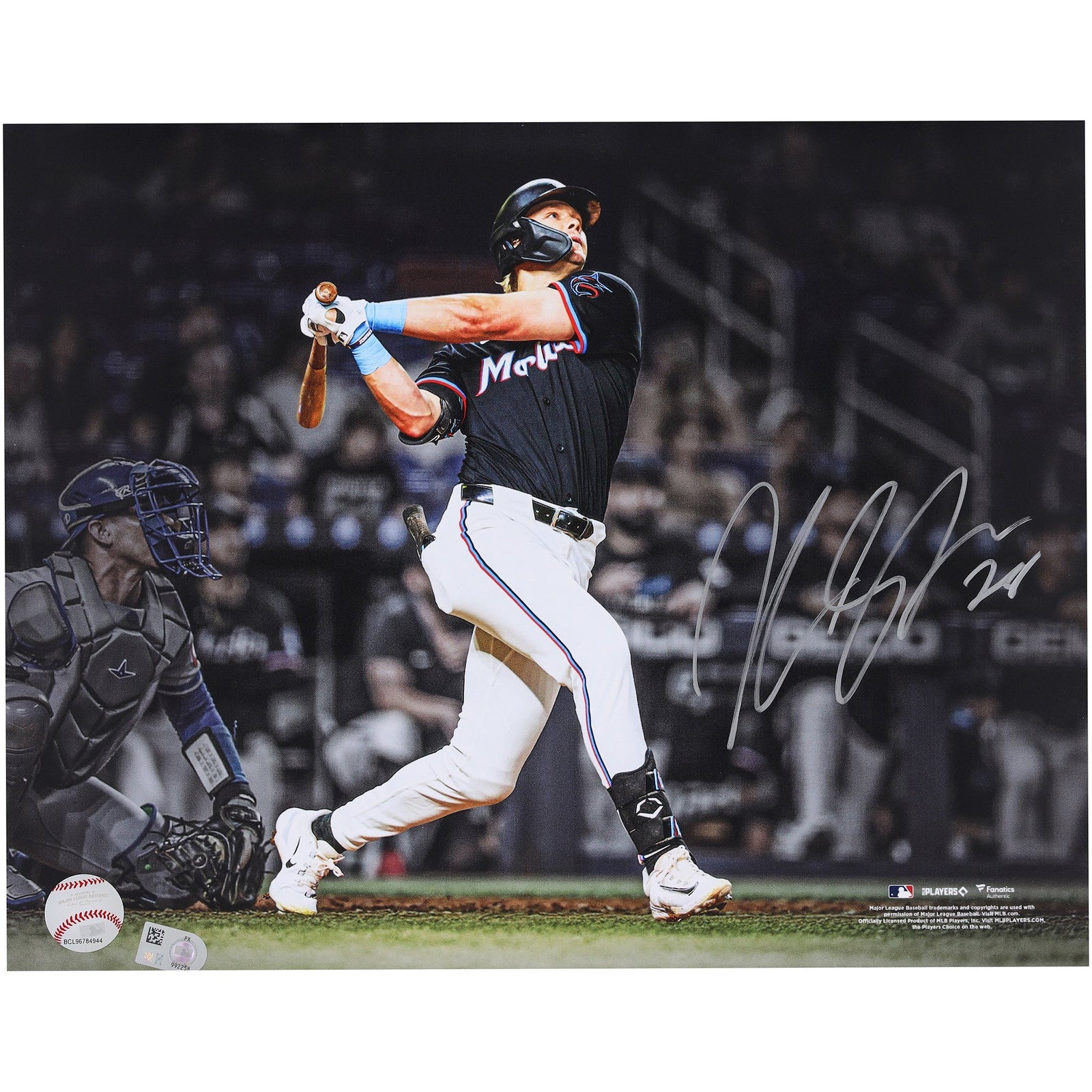 Kyle Stowers Miami Marlins Autographed Fanatics Authentic 11" x 14" Walk - Off Home Run Spotlight Photograph - The Ballers Bank