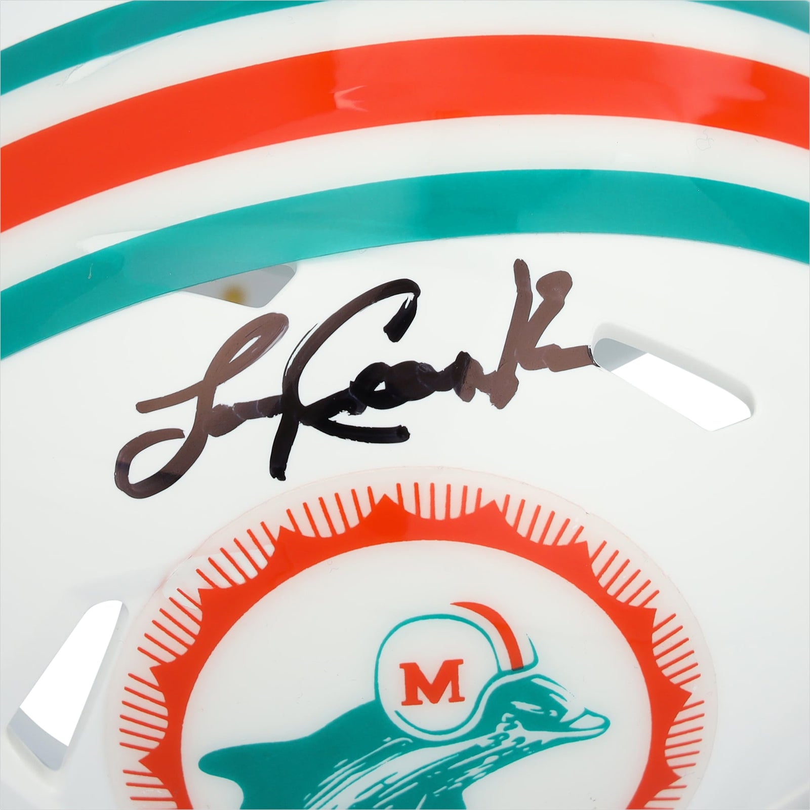 Larry Csonka Miami Dolphins Autographed Fanatics Authentic Riddell 1972 Throwback Speed Mini Helmet - The Ballers Bank