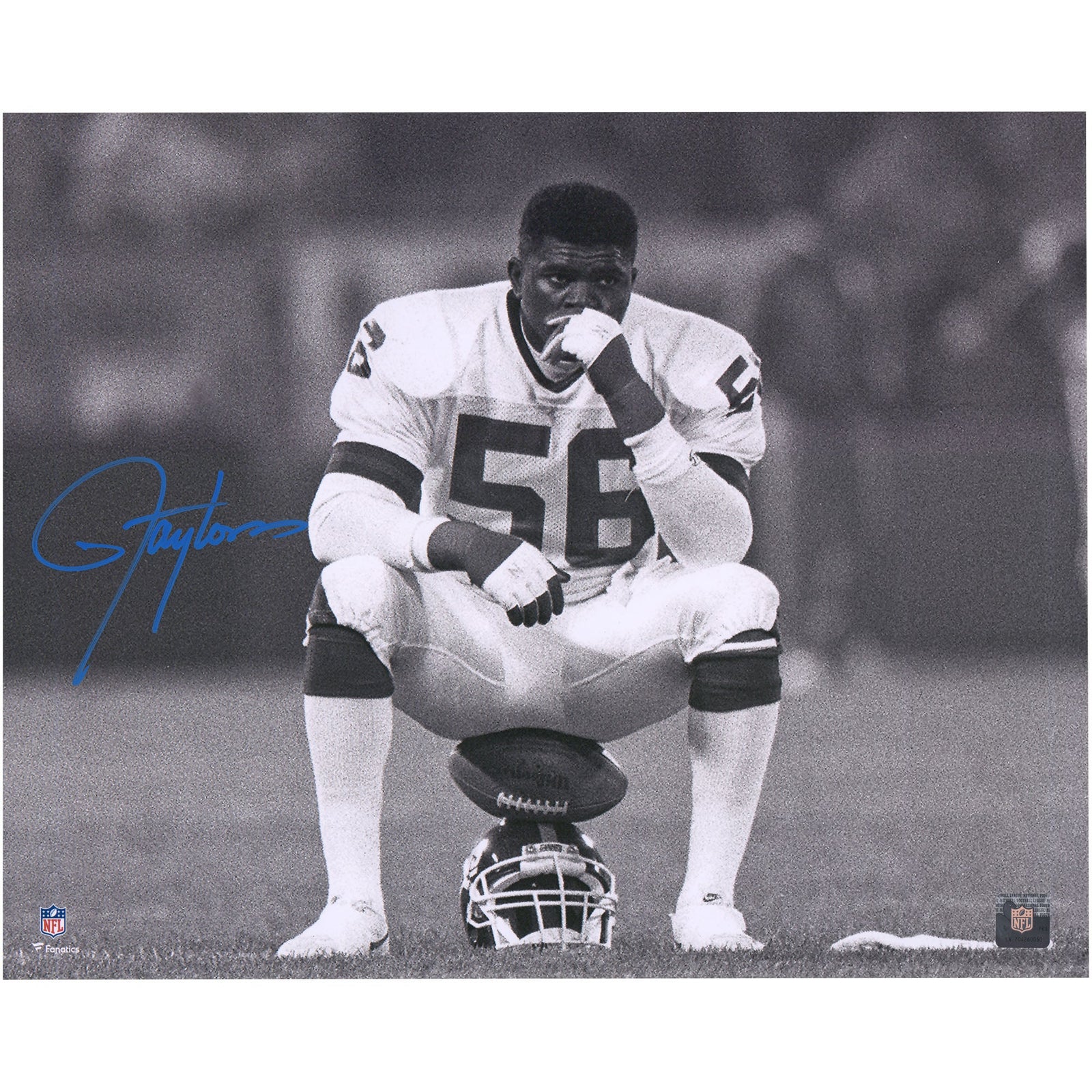 Lawrence Taylor New York Giants Fanatics Authentic Autographed 16" x 20" Helmet Sit Photograph - Blue Ink - The Ballers Bank