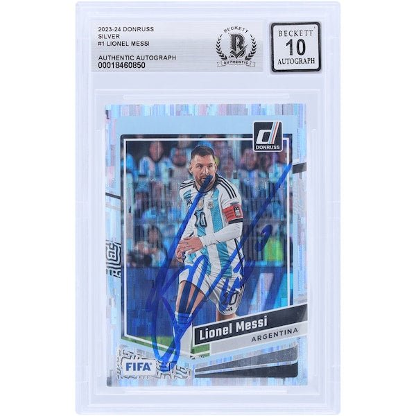 Lionel Messi Argentina National Team Autographed 2023 - 24 Panini Donruss Silver 1 BAS Authenticated 10 Card - The Ballers Bank