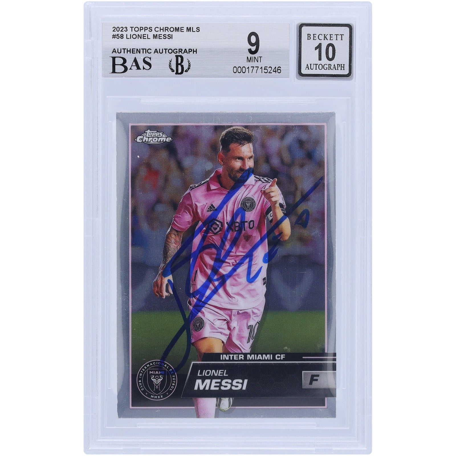 Lionel Messi Inter Miami CF Autographed 2023 Topps Chrome MLS 58 BAS Authenticated 9/10 Card - The Ballers Bank