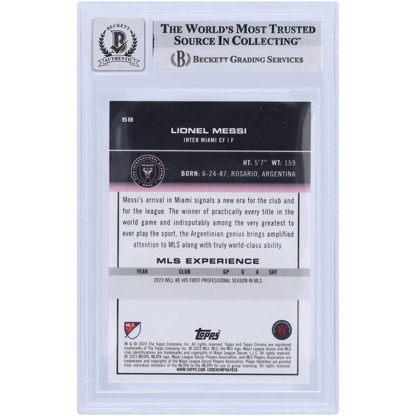 Lionel Messi Inter Miami CF Autographed 2023 Topps Chrome MLS 58 BAS Authenticated 9/10 Card - The Ballers Bank