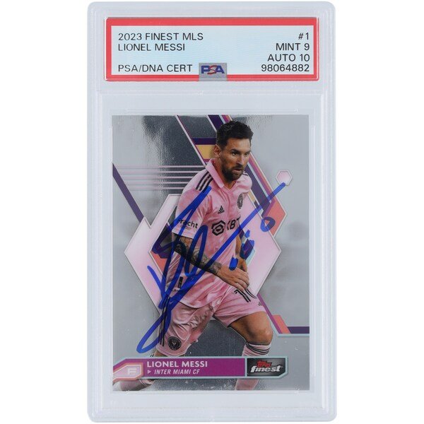 Lionel Messi Inter Miami CF Autographed 2023 Topps Finest MLS 1 PSA Authenticated 9/10 Card - The Ballers Bank