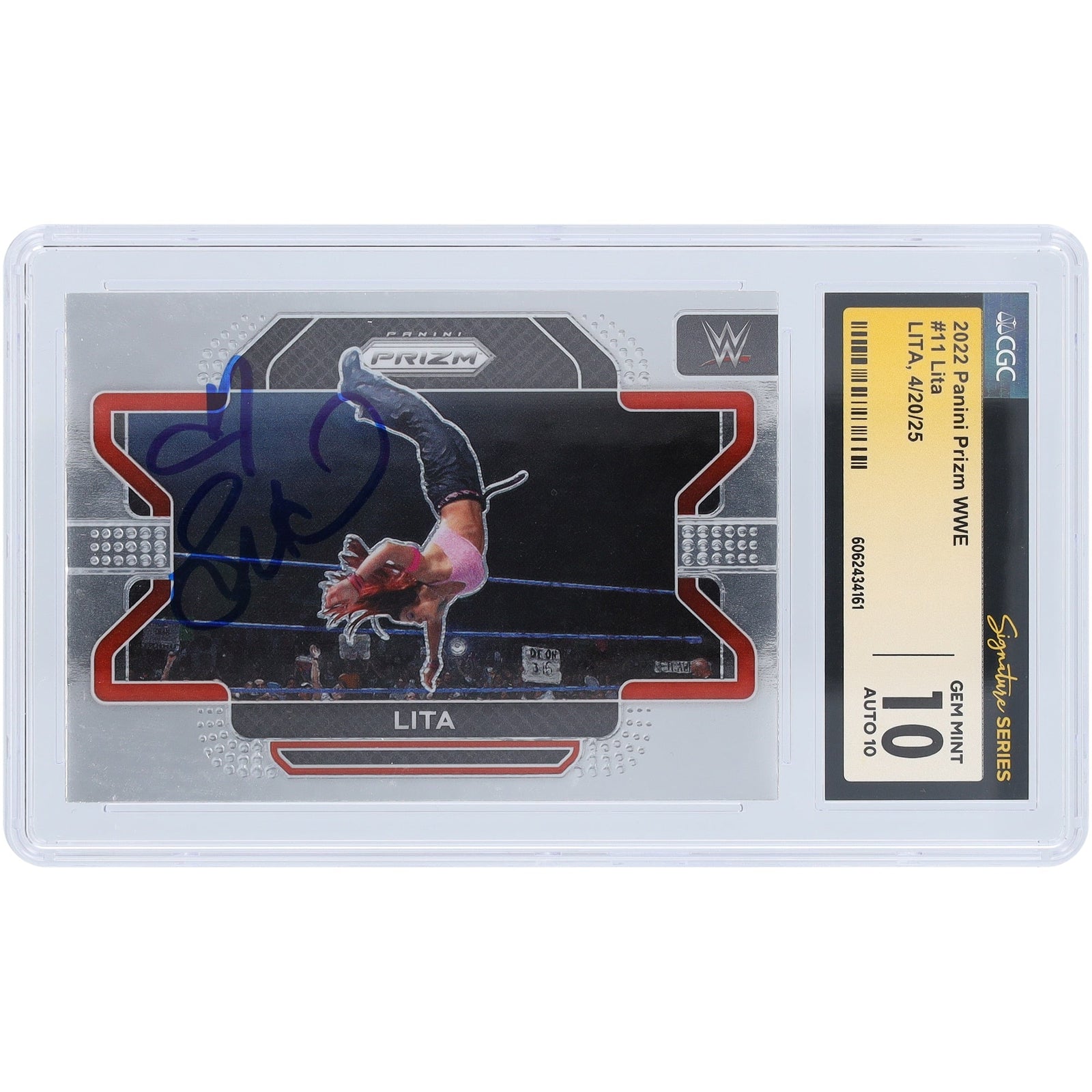 Lita WWE Autographed 2022 Panini Prizm 11 CGC Fanatics Witnessed Authenticated 10/10 Card - The Ballers Bank